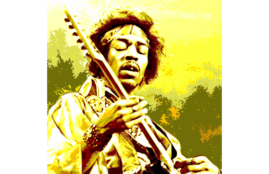 1960s lithograph Hendrix Yellow