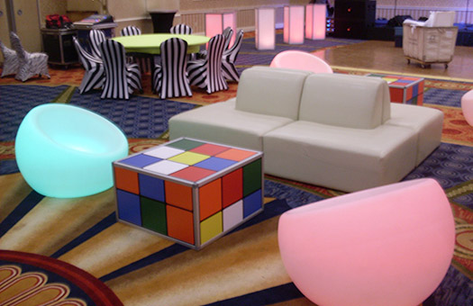 1980s puzzle table cube seating group