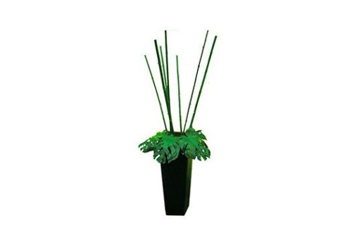 Black Metal Geo Urn (42") with Palms and Bamboo