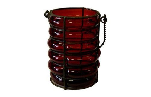 Red Ribbed Candle Holder