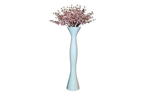Centerpiece Rentals; White Hour Glass Urn with Cherry Blossoms