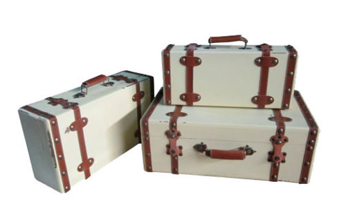 Antique Ivory Suitcases - Set of 3