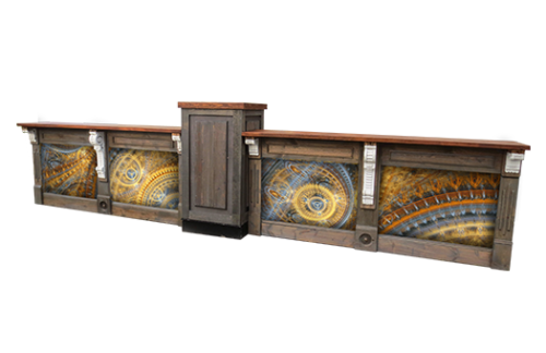Restoration 2-Panel Classic Steampunk Swirl Bar, Double w/ 1 Pedestal