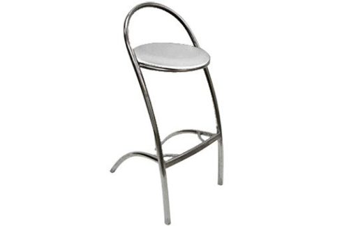 Stainless Steel "Z" Barstool with White Seat