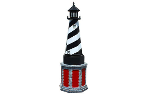 Black & White Lighthouse 8ft w/ Red Base