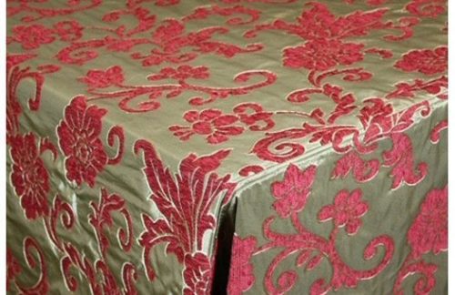 90" Square Damask, Burgundy Chenille Floral