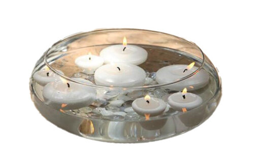 Vase w/ Floating Candles and Pebbles