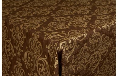 90" Square Damask, Castella Chocolate
