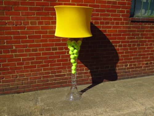 Double Trumpet Vase with Yellow Shade & Tennis balls