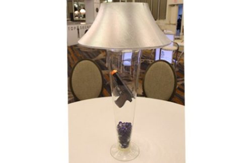 Trumpet Vase with Silver Shade