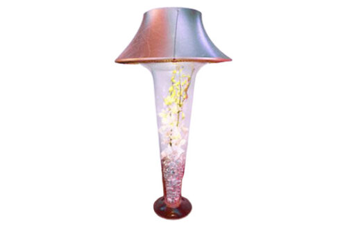 Trumpet Vase with Gold Shade & Floral Elements
