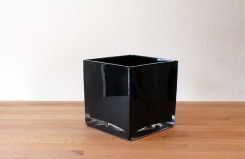 4" Black Glass Cube Vase