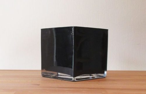 5" Black Glass Cube Vase