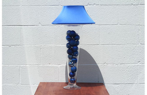 Trumpet Vase with Blue Shade & Blue Ornaments