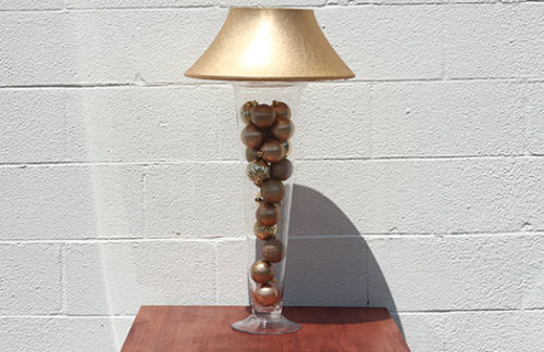 Trumpet Vase with Gold Shade & Gold Ornaments
