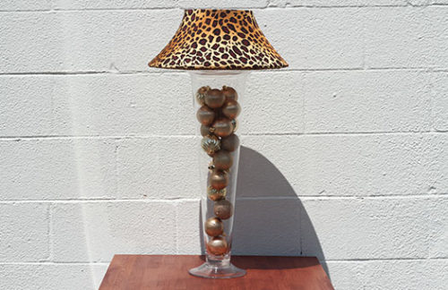 Trumpet Vase with Leopard Print Shade & Gold Ornaments
