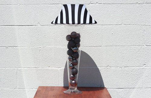 Trumpet Vase with Striped Shade & Grey Ornaments