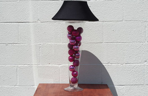 Trumpet Vase with Black Shade & Pink Ornaments