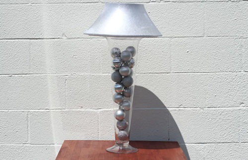 Trumpet Vase with Silver Shade & Silver Ornaments