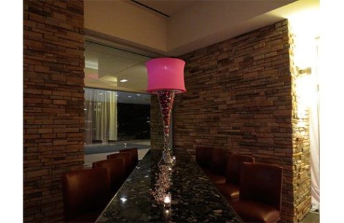 Double Trumpet Vase w/ Pink Shade and Ornaments