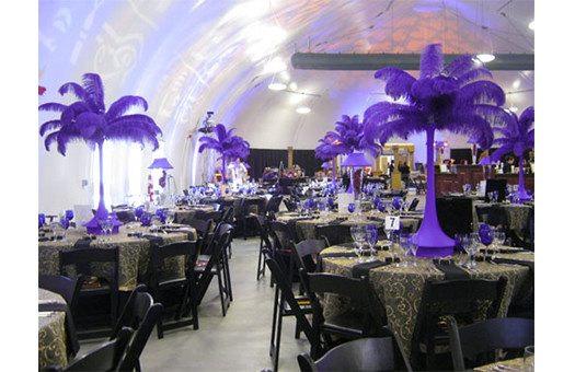 Centerpieces purple feather palms Large