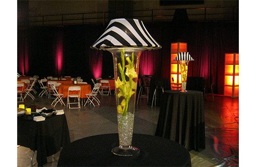 Centerpieces trumpet vase striped florals UVA charlottesville Large