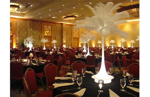 Centerpieces white feather palms Large