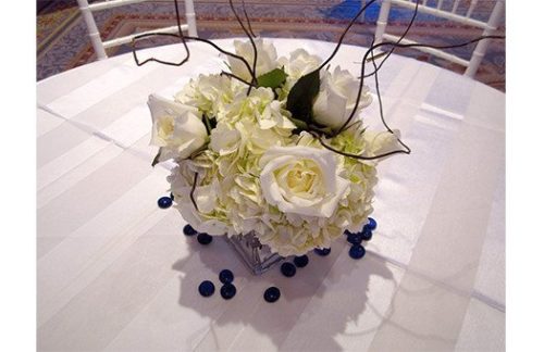 Square Vase with Floral Centerpiece