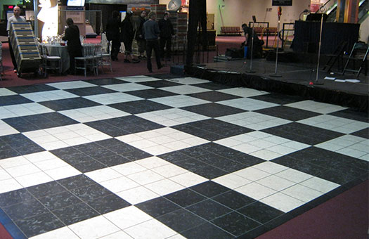 Dance Floor black and white marble event decor rental AirSpaceMuseum Large