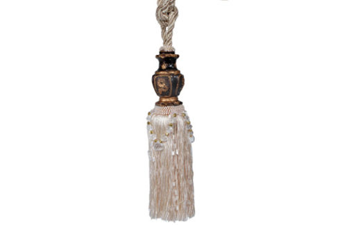 Tassel, Ornate Finial w/ Cream Ties