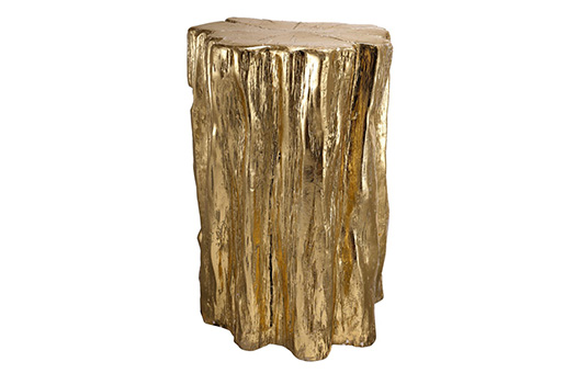 Gold Stump End Table that looks like a tree stump