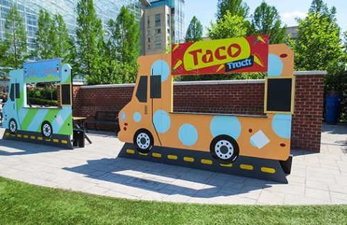 Gourmet Food Trucks Orange and Blue