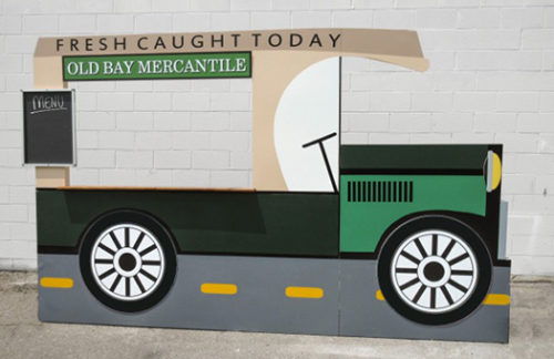 Vintage Food Trucks Navy and Cream