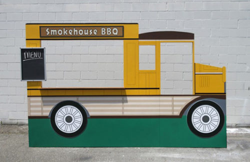 Vintage Food Trucks Green and Tan