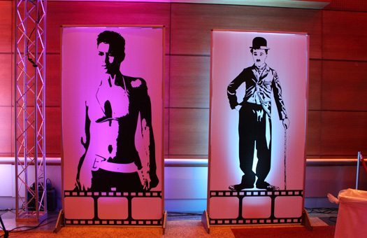 Hollywood Charlie Chaplin 4x8 lit walls Large