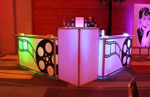 Lit Bar w/ Hollywood Film Reels