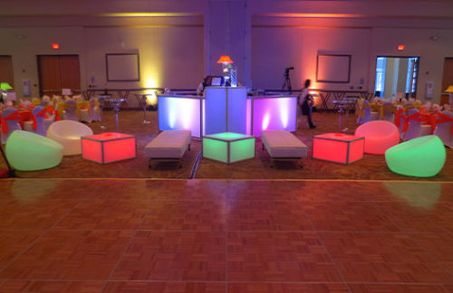 Square Lit Bar with Pedestals