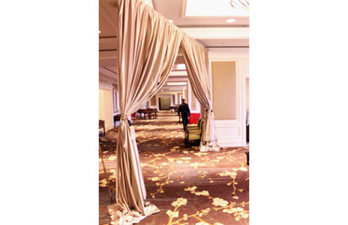 Polyknit Drape, Dove (Champagne) 14' H x 10' W Section