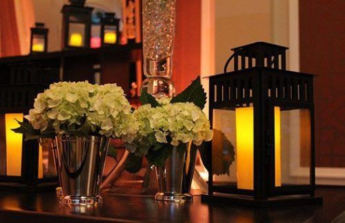 "Mint Julep" Vase with Hydrangeas Centerpiece