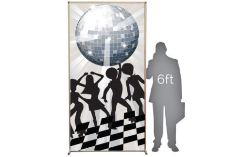 Lit Silhouette Wall, Disco Dancers w/ Checker Dance Floor 4x8