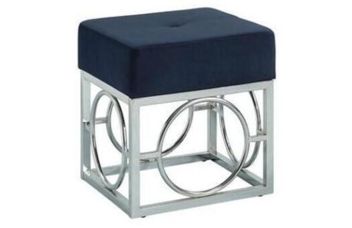 Navy Blue Ottoman with Aluminum Frame