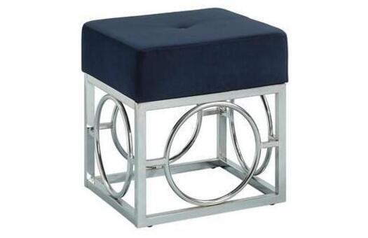 Ottoman Navy blue with aluminum frame Large