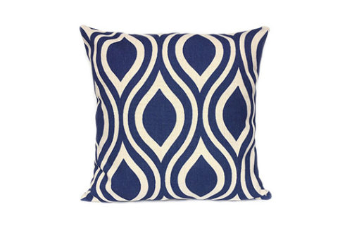Nicole Pillow, Navy Blue/White 18x18