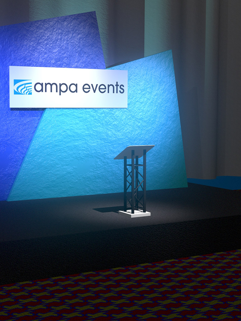 Podium with Ampa Events logo in the background