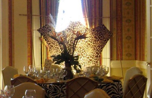 Stretched Giraffe Skin On Bamboo