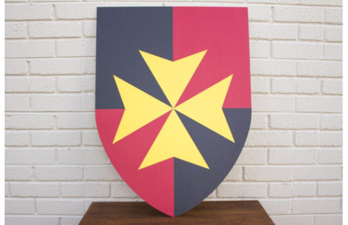Shield, Red and black w/ yellow arrow design