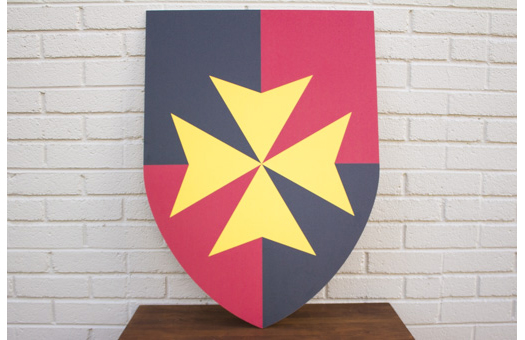 Sign Red Black Shield with Yellow Cross foam decoration