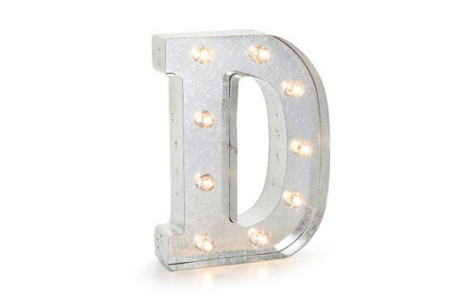 Sign Silver Marquee Letter miniature D Large