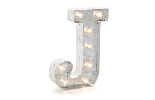 Sign Silver Marquee Letter miniature J Large