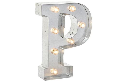 Sign Silver Marquee Letter miniature P Large
